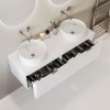 1200mm White Wall Hung Countertop Double Vanity Unit with Basins and Chrome Handles - Empire