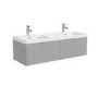 1200mm Grey Wall Hung Double Vanity Unit with Basins and Brass Handles - Empire
