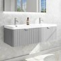 1200mm Grey Wall Hung Double Vanity Unit with Basins and Chrome Handles - Empire