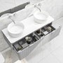1200mm Grey Wall Hung Countertop Double Vanity Unit with Basins and Chrome Handles - Empire