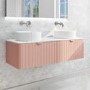 1200mm Nude Wall Hung Vanity Unit with Marble Top Countertop Double Basin & Brushed Chrome Handles- Empire