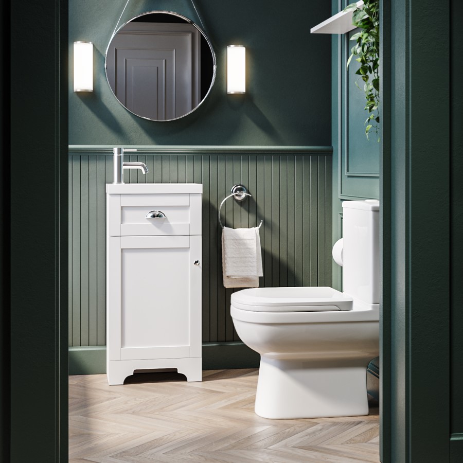 Grade A1 - 400mm White Cloakroom Vanity Unit with Basin - Baxenden