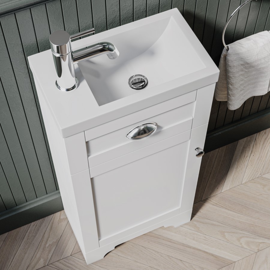 Grade A1 - 400mm White Cloakroom Vanity Unit with Basin - Baxenden