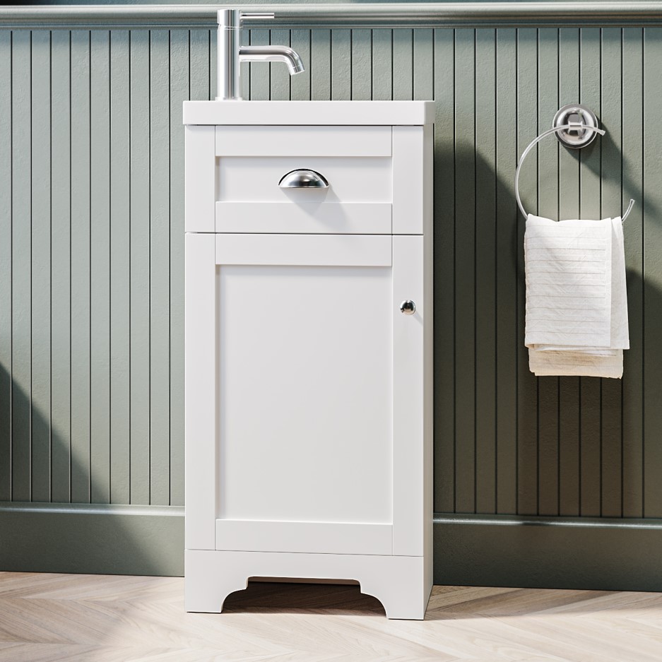 392mm White Cloakroom Vanity Unit with Basin Baxenden Better Bathrooms