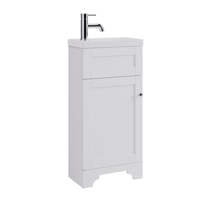 400mm White Freestanding Cloakroom Vanity Unit with Basin - Baxenden