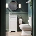 BUN/BeBa_25838A/89840 Close Coupled Toilet and White Basin Vanity Unit Cloakroom Suite - Baxenden