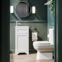 BUN/BeBa_25838A/89840 Close Coupled Toilet and White Basin Vanity Unit Cloakroom Suite - Baxenden