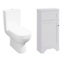 Close Coupled Toilet and White Basin Vanity Unit Cloakroom Suite - Baxenden