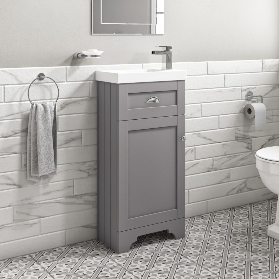 Grade A1 - 400mm Grey Cloakroom Vanity Unit with Basin - Baxenden