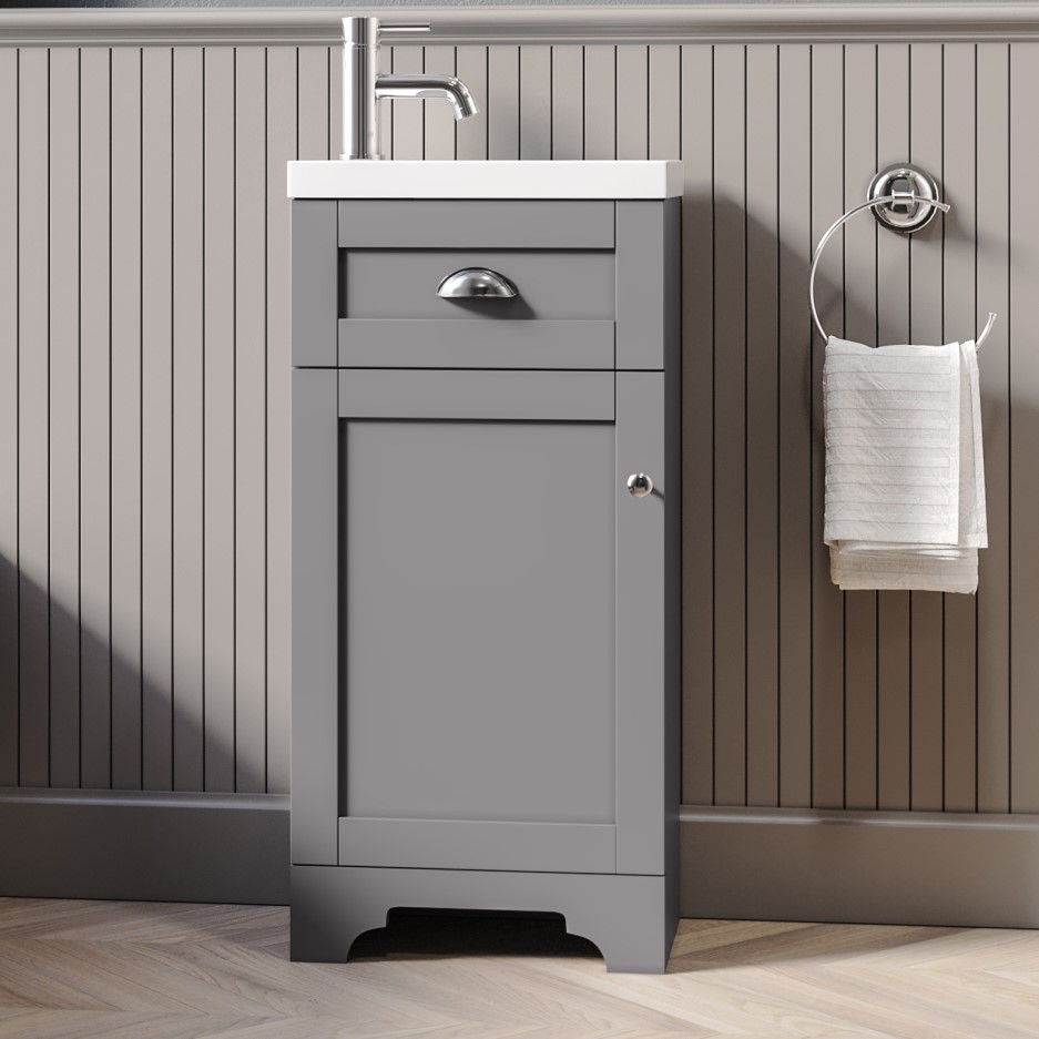 Baxenden 400mm Matt Grey Floorstanding Vanity Unit and Basin Better Bathrooms