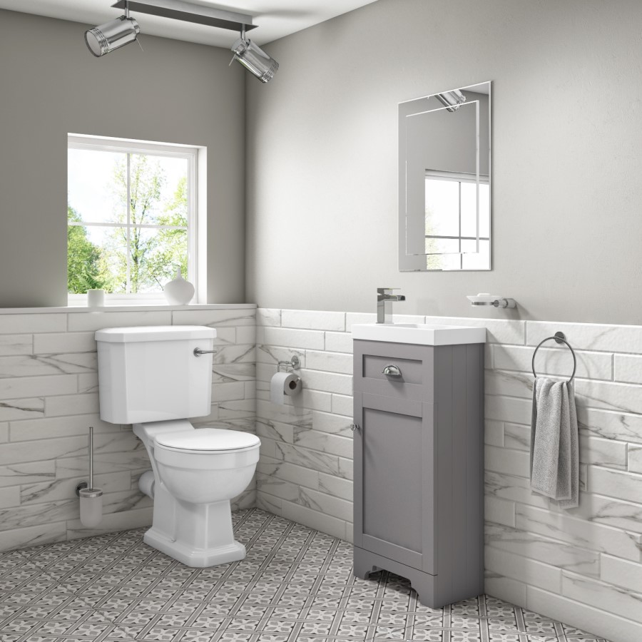 Grade A1 - 400mm Grey Cloakroom Vanity Unit with Basin - Baxenden
