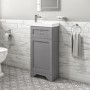 Close Coupled Toilet and Grey Basin Vanity Unit Traditional Cloakroom Suite - Baxenden