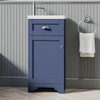 Grade A1 - 400mm Blue Cloakroom Vanity Unit with Basin - Baxenden