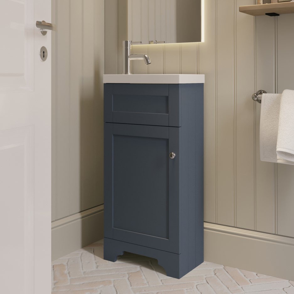 400mm Blue Cloakroom Vanity Unit with Basin Baxenden Better Bathrooms