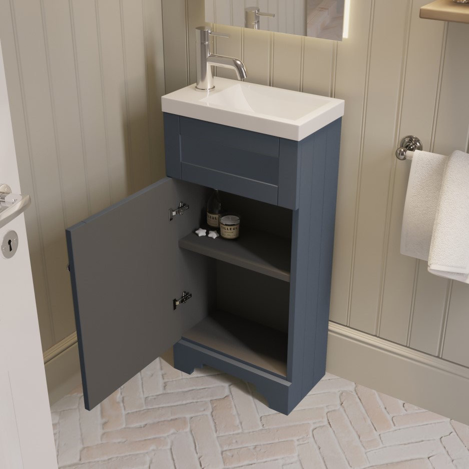 Baxenden 400mm Matt Blue Floorstanding Vanity Unit and Basin Better Bathrooms