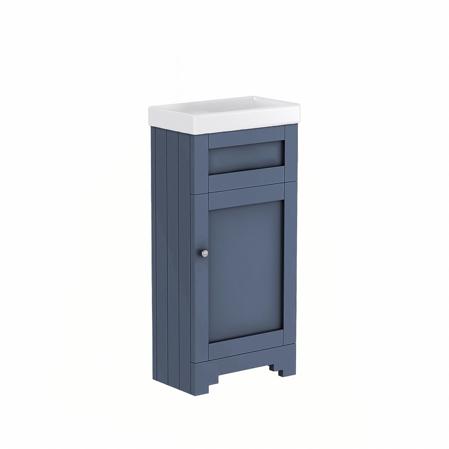 400mm Blue Freestanding Cloakroom Vanity Unit with Basin - Baxenden