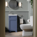BUN/BeBa_25840/77812 Close Coupled Toilet and Blue Basin Vanity Unit Cloakroom Suite - Baxenden
