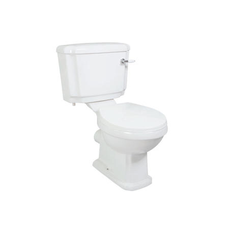 Traditional Cloakroom Suite with Blue Vanity Unit Small Basin & Close Coupled Toilet