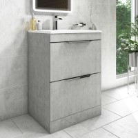 600mm Concrete Effect Freestanding Vanity Unit with Matt Basin - Sion