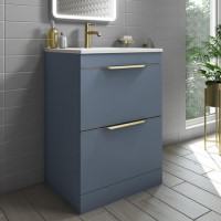 600mm Blue Freestanding Vanity Unit with Matt Basin - Sion 600mm Blue Freestanding Vanity Unit with Matt Basin - Sion