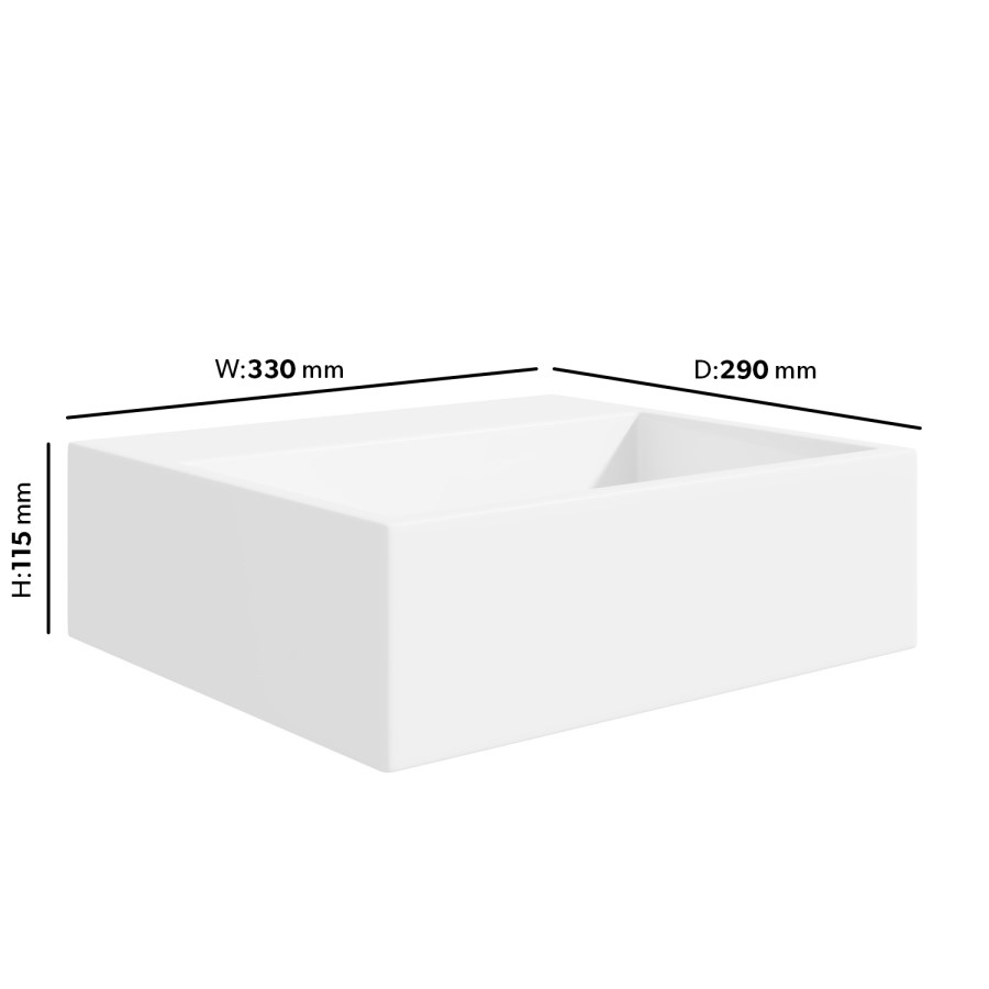 Grade A1 - Cloakroom Wall Hung Basin and Waste 330mm - Houston