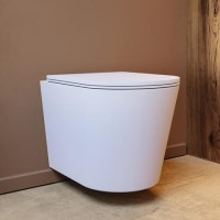 Matt White Wall Hung Rimless Short Projection Toilet with Soft Close Seat - Verona