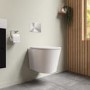 Grade A1 - Matt White Wall Hung Rimless Toilet with Soft Close Seat - Verona