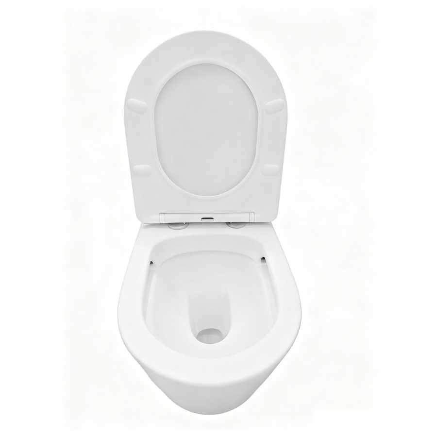 Matt White Wall Hung Rimless Toilet with Soft Close Seat, Chrome Pneumatic Flush Plate, 820mm Frame & Cistern – Verona