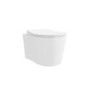 Matt White Wall Hung Rimless Toilet with Soft Close Seat Brass Pneumatic Flush Plate 820mm Frame & Cistern - Verona