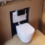 Matt White Wall Hung Rimless Toilet with Soft Close Seat Black Pneumatic Flush Plate 820mm Frame & Cistern - Verona