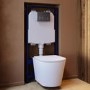 Matt White Wall Hung Rimless Toilet with Soft Close Seat Chrome Pneumatic Flush Plate 1170mm Frame & Cistern - Verona