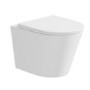 Matt White Wall Hung Rimless Toilet with Soft Close Seat Brass Pneumatic Flush Plate 1170mm Frame & Cistern - Verona