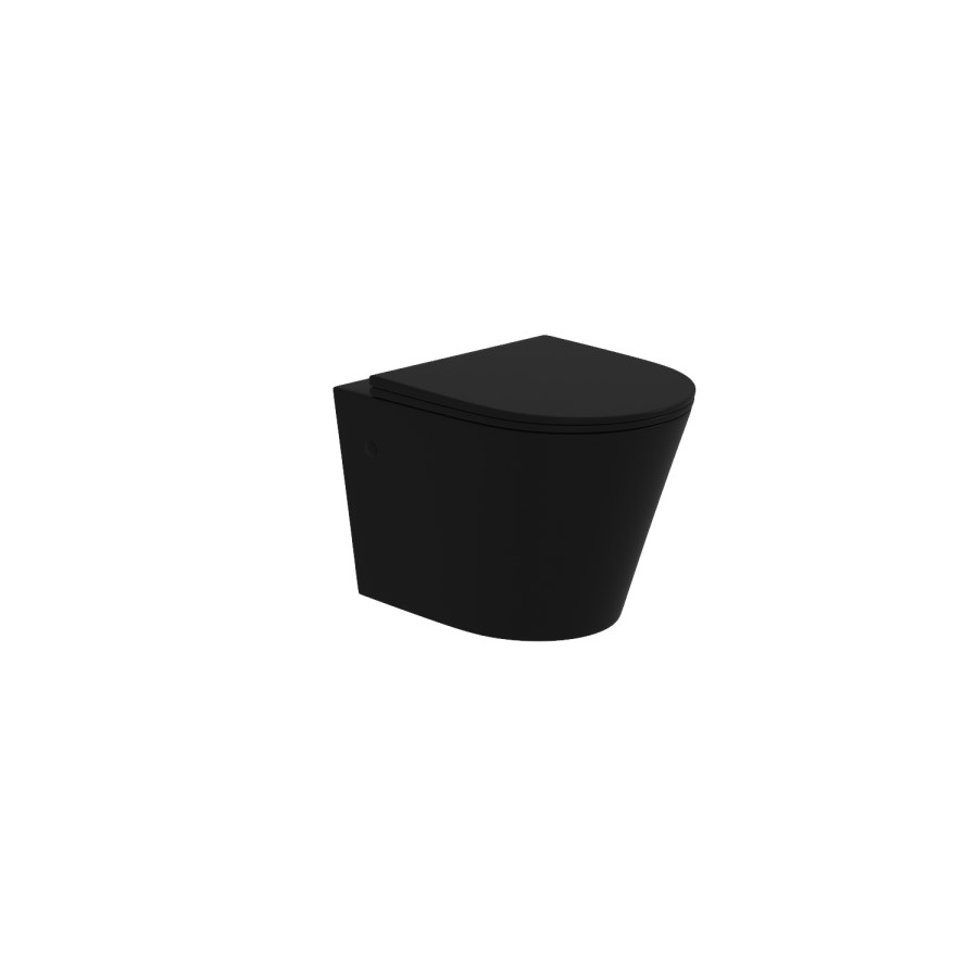 Grade A1 - Black Wall Hung Rimless Toilet with Soft Close Seat - Verona