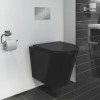 Verona Matt Black Rimless Wall Hung Toilet and Countertop Basin Suite with White Vanity Shelf