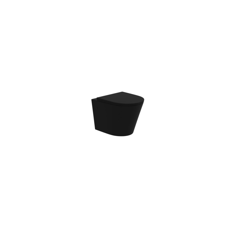 Grade A1 - Black Wall Hung Toilet with Soft Close Seat Frame Cistern and Chrome Flush - Verona