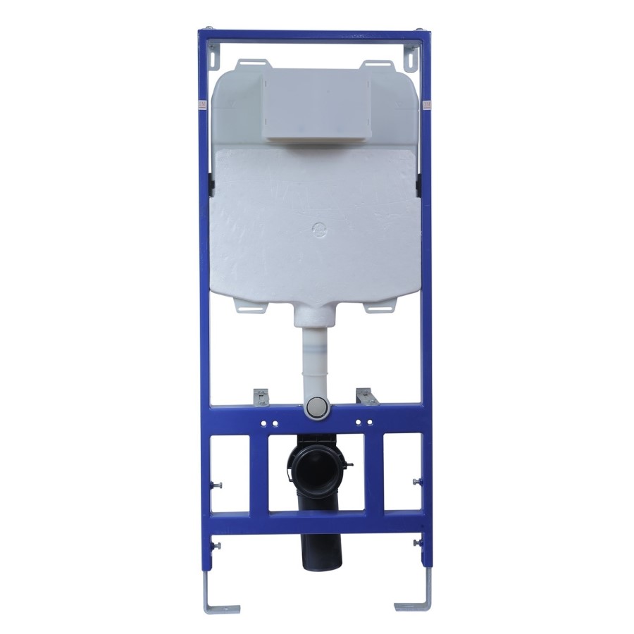 Matt Black Wall Hung Rimless Toilet with Soft Close Seat, Chrome Mechanical Flush Plate, 1168mm Frame & Cistern – Verona