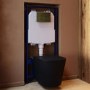 Black Wall Hung Rimless Toilet with Soft Close Seat Cistern Frame and Brushed Brass Flush - Verona