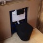 Matt Black Wall Hung Rimless Toilet with Soft Close Seat, Black Pneumatic Flush Plate, 820mm Frame & Cistern – Verona