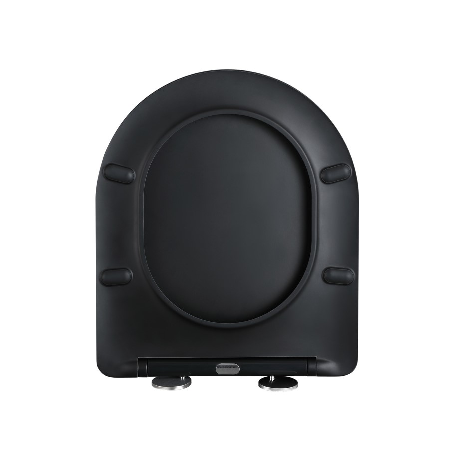Matt Black Wall Hung Rimless Toilet with Soft Close Seat, Black Glass Sensor Flush Plate, 820mm Frame & Cistern – Verona