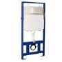 Matt White Wall Hung Rimless Toilet with Soft Close Seat White Glass Sensor Pneumatic Flush Plate 1170mm Frame & Cistern - Verona