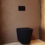 Matt Black Wall Hung Rimless Toilet with Soft Close Seat Black Pneumatic Flush Plate 1170mm Frame & Cistern - Verona