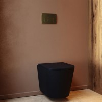 Matt Black Wall Hung Rimless Toilet with Soft Close Seat Brass Pneumatic Flush Plate 1170mm Frame & Cistern - Verona Matt Black Wall Hung Rimless Toilet with Soft Close Seat Brass Pneumatic Flush Plate 1170mm Frame & Cistern - Verona