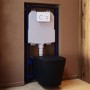 Matt Black Wall Hung Rimless Toilet with Soft Close Seat, White Glass Sensor Flush Plate, 1168mm Frame & Cistern – Verona