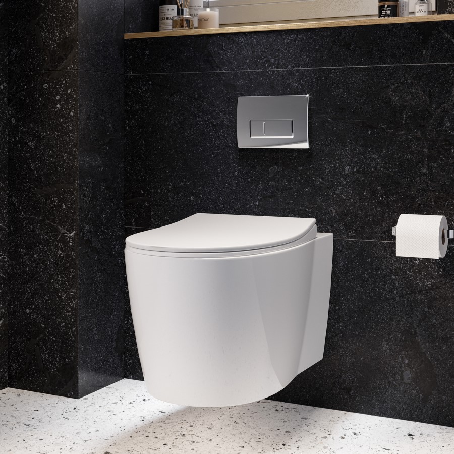 Wall Hung Rimless Toilet with Soft Close Seat - Alcor