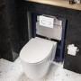 Wall Hung Toilet with Soft Close Seat White Glass Sensor Pneumatic Flush Plate 820mm Frame & Cistern - Alcor