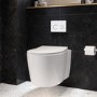 Wall Hung Toilet with Soft Close Seat White Glass Sensor Pneumatic Flush Plate 820mm Frame & Cistern - Alcor