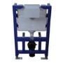 Grade A1 - Matt White Wall Hung Rimless Toilet with Soft Close Seat Black Glass Sensor Pneumatic Flush Plate 820mm Frame & Cistern - Verona