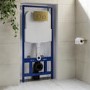 Grade A1 - Concealed Cistern with 1170mm Wall Hung Toilet Frame and Brushed Brass Mechanical Flush Plate - Zana
