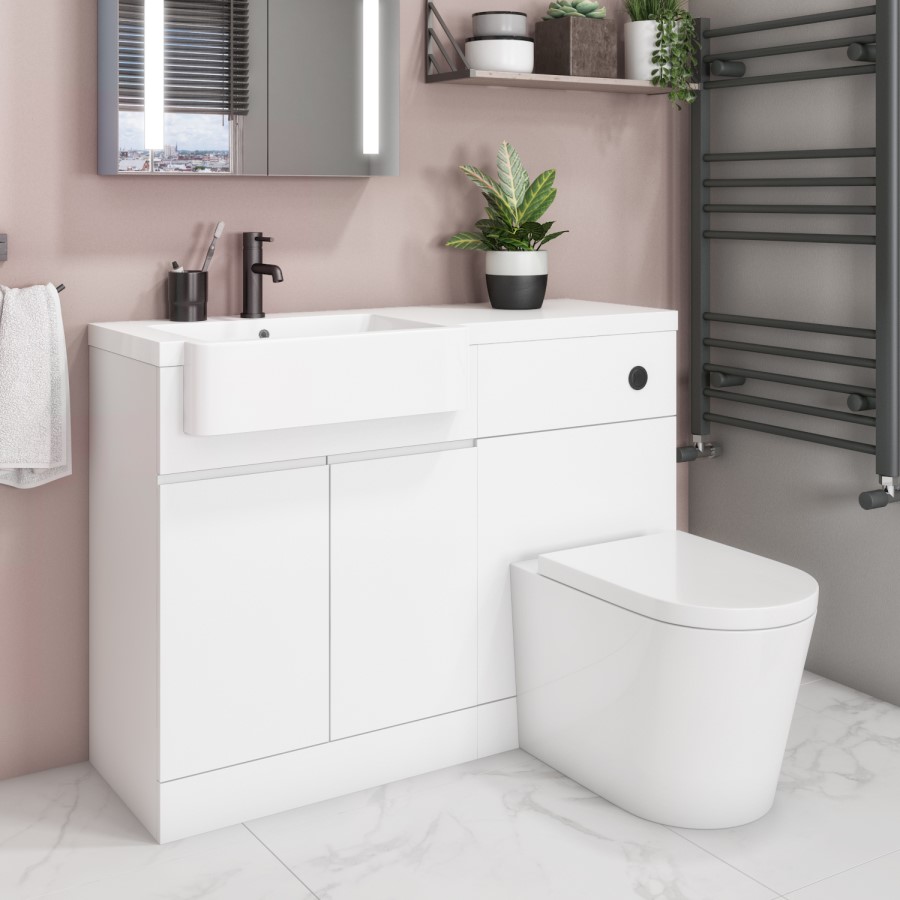 Arissa Matt Black Pneumatic Push Button and Cistern