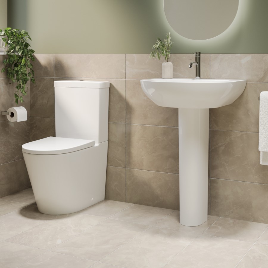 Grade A1 - Close Coupled Toilet and Basin Bathroom Suite - Newport